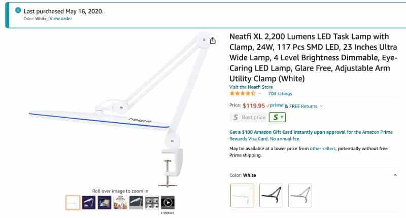 Best Miniature Painting Lamp for Professional Use (A Commission Painter's Review) - best pro miniature painting lamp - miniature painting lamp for professional use - my purchase date screenshot from Amazon