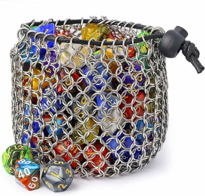 Best Dice Bags for DND and Tabletop Gamers - best dnd dice bags - dice bags for DND and TTRPGs - chainmail d&d dice bag