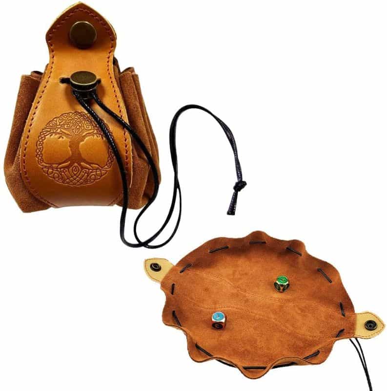 Best Dice Bags for DND and Tabletop Gamers - best dnd dice bags - dice bags for DND and TTRPGs - genuine leather rpg bag