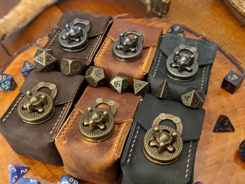 Best Dice Bags for DND and Tabletop Gamers - best dnd dice bags - dice bags for DND and TTRPGs - leather dice bag of holding