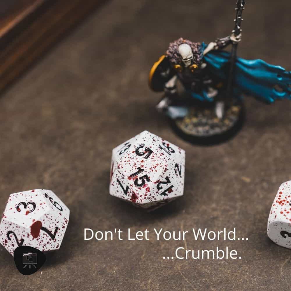 Tips to Writing Compelling Tabletop RPG Stories - how to write a campaign - how to write a DnD adventure - writing a tabletop adventure - close up d20 skeleton miniature