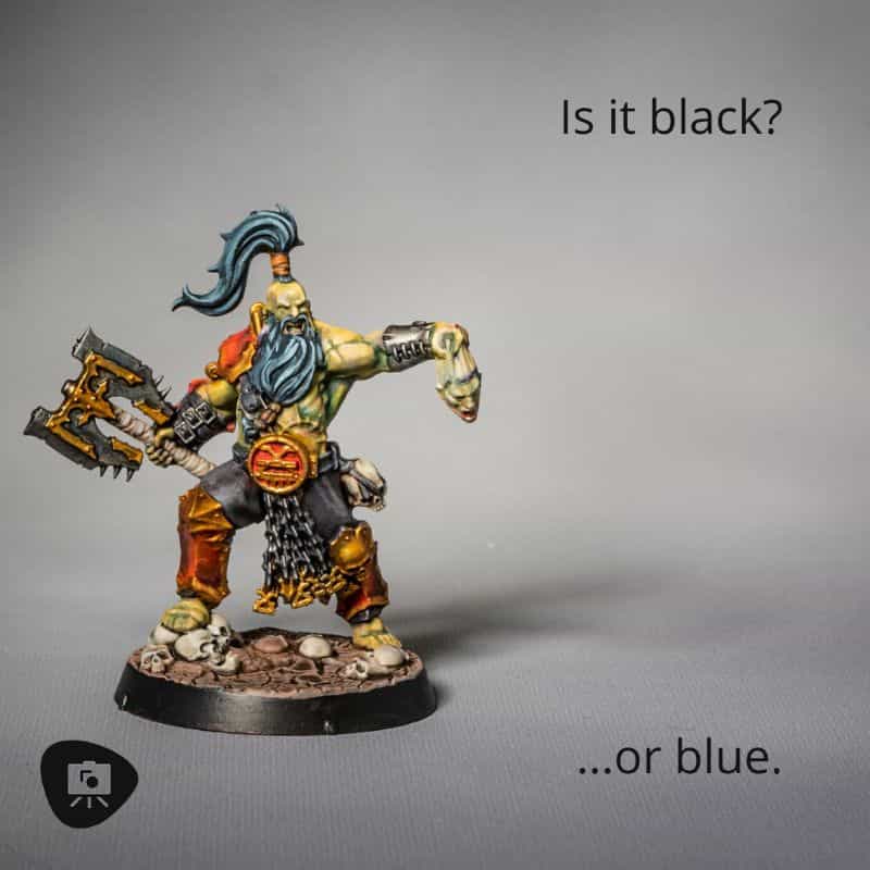 Color Theory in Miniature Painting (Guide) - miniature painting guide with color theory - a guide to color theory for painting miniatures - is it black or blue. Painting hair color.
