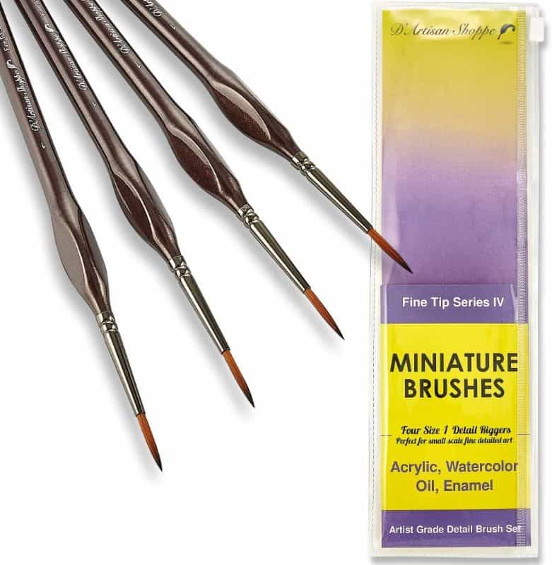 D'Artisan Shoppe Miniature Brushes: Best Synthetic Brushes for Painting Miniatures? (Review) - cheap workhorse brush for miniature painting - Fine tip series IV product photo