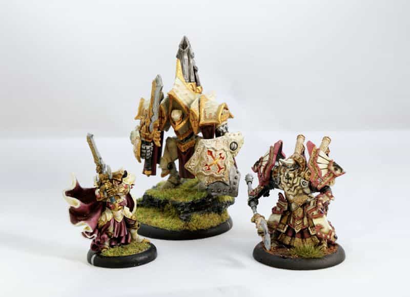 Three creative ways to use varnishes on painted miniatures - miniature painting varnish use - fun ways to use clear coat varnishes on miniatures and models - Menoth miniatures from Warmachine game