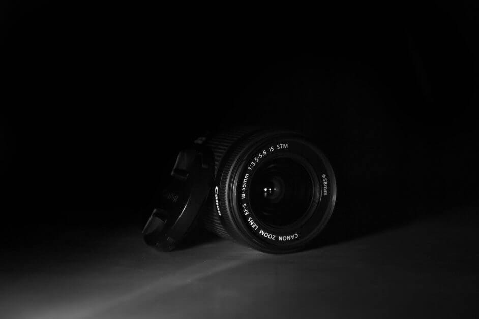 black dslr camera with black background