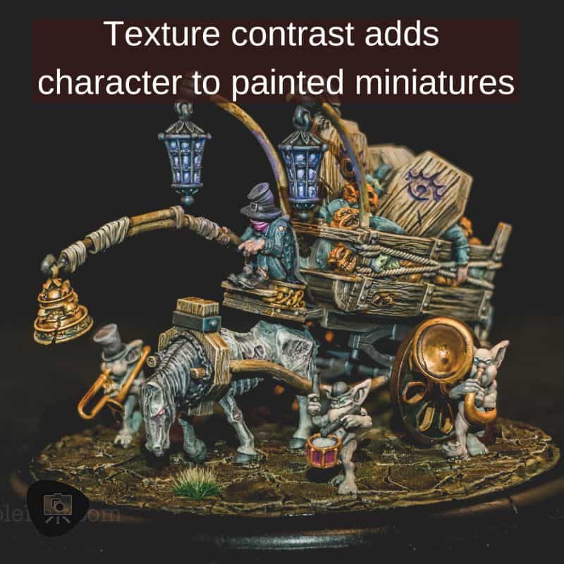 Three creative ways to use varnishes on painted miniatures - miniature painting varnish use - fun ways to use clear coat varnishes on miniatures and models - this grymkin death knell model used all sorts of techniques