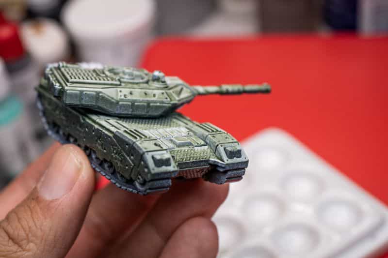 How to Paint Model Tanks (8 Basic Steps) - painting tanks - how to paint model tanks - front view of glazed model