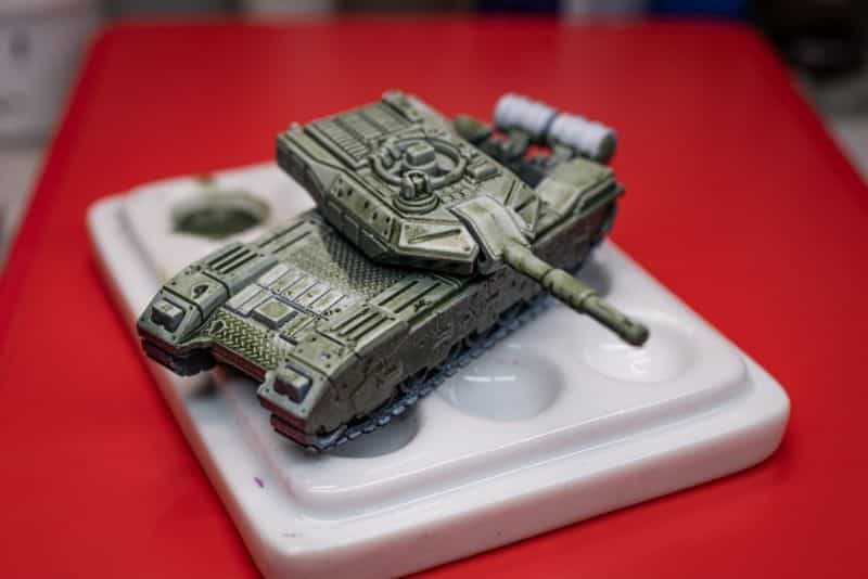 How to Paint Model Tanks (8 Basic Steps) - painting tanks - how to paint model tanks - glaze step complete for the first base coat color.