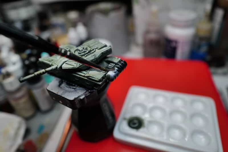 How to Paint Model Tanks (8 Basic Steps) - painting tanks - how to paint model tanks - painting the black accent details on the miniature tank