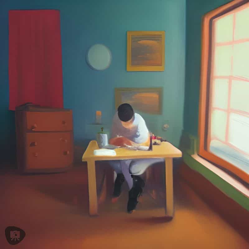 How to Build Emotional Resilience Against Judgement (Editorial) - AI generated art of a person working over a desk by a window