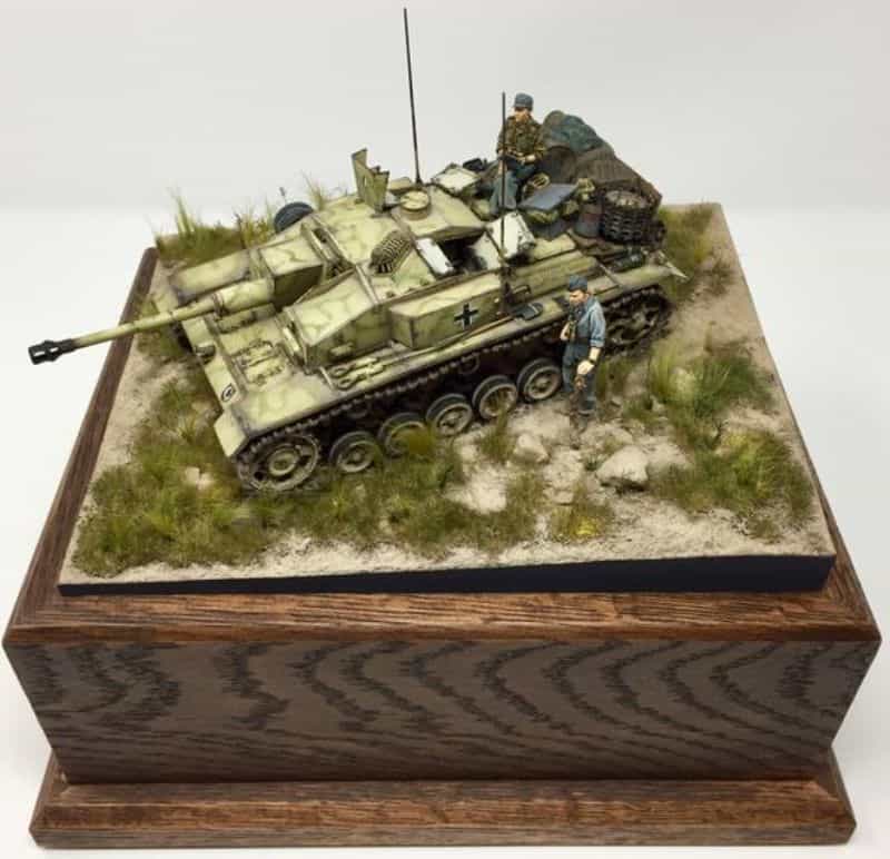 How to Paint Model Tanks (8 Basic Steps) - painting tanks - how to paint model tanks - scale model tank diorama with German historical vehicle and simple base effect