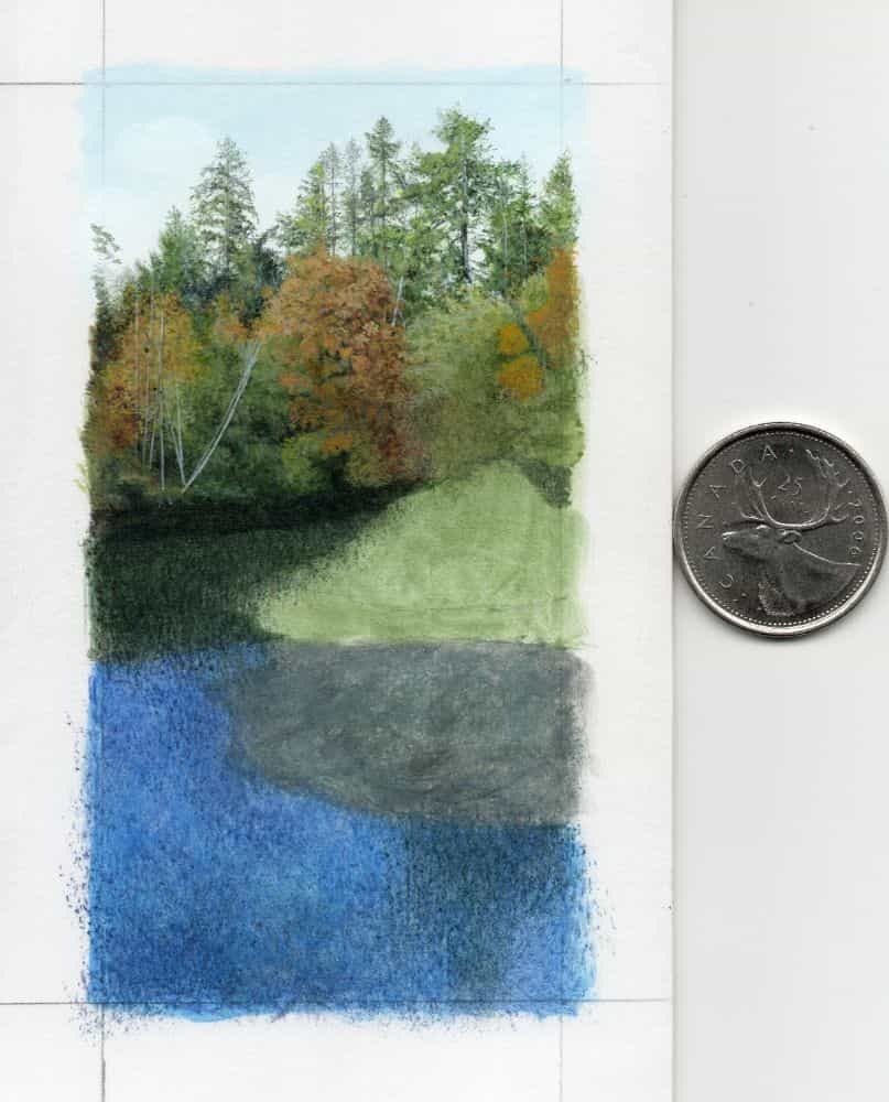 Tiffany Hastie: A Traditional Miniature Artist Enters the 3D Miniature World - Adding background details of the trees