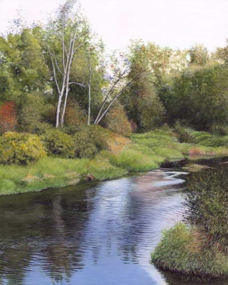 Tiffany Hastie: A Traditional Miniature Artist Enters the 3D Miniature World - Afternoon at the river acrylic painting