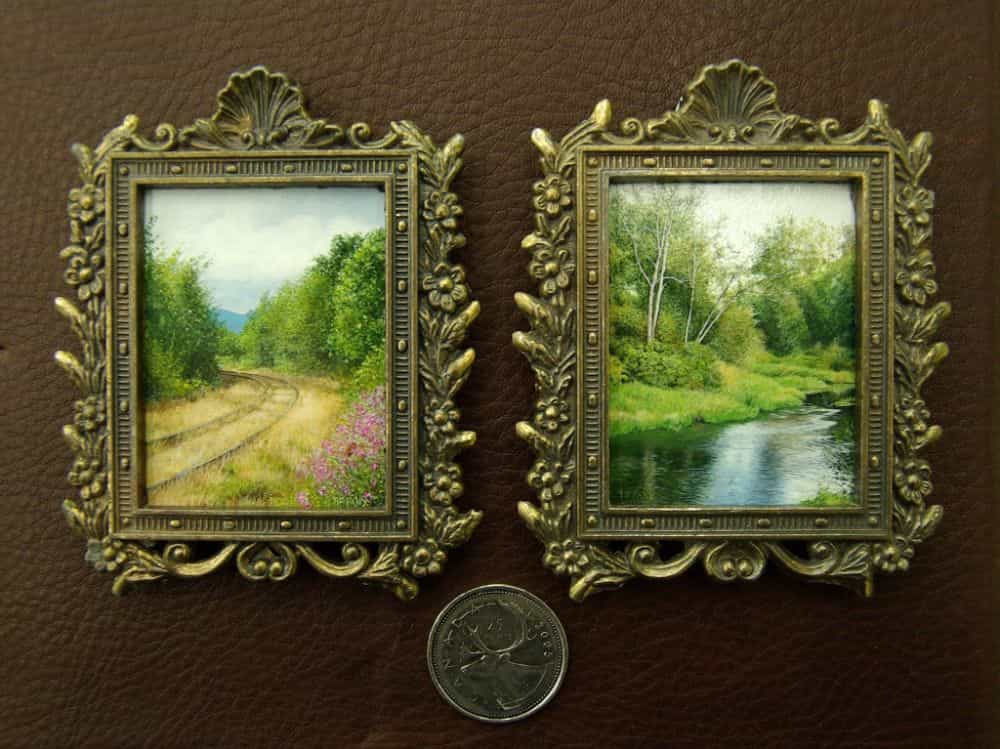 Tiffany Hastie: A Traditional Miniature Artist Enters the 3D Miniature World -  Framed miniature paintings with coin