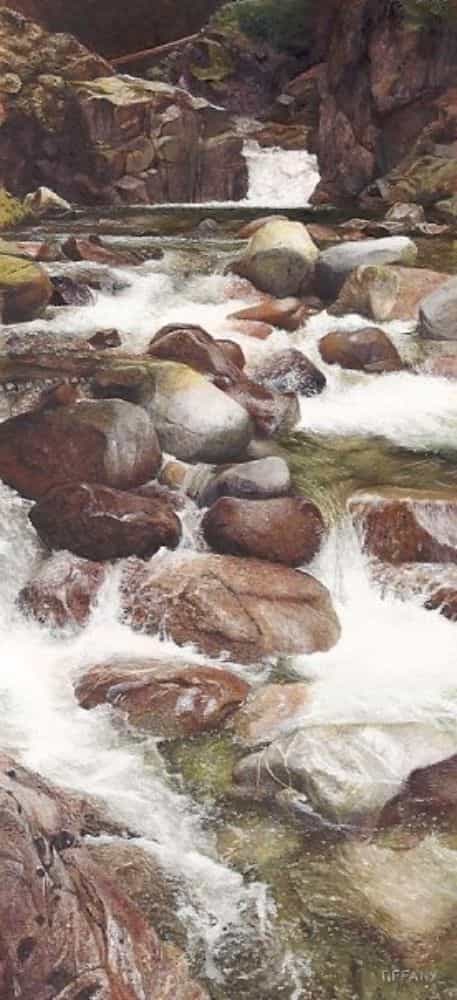 Tiffany Hastie: A Traditional Miniature Artist Enters the 3D Miniature World - Falling water acrylic painting