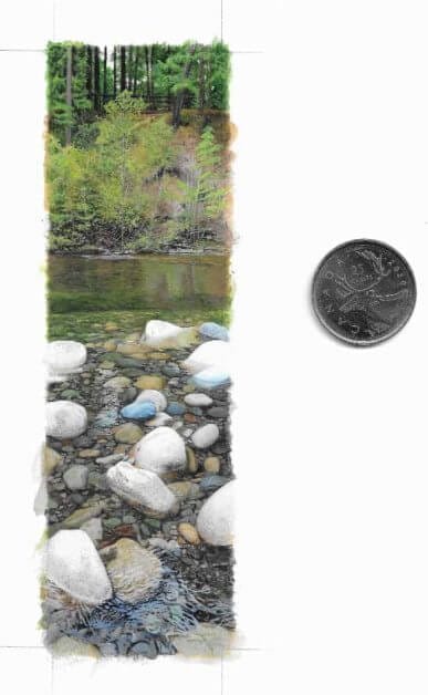 Tiffany Hastie: A Traditional Miniature Artist Enters the 3D Miniature World -  River rocks painting with coin for scale acrylic painting