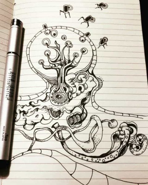 About Tangible Day - doodling of neuron biological machine