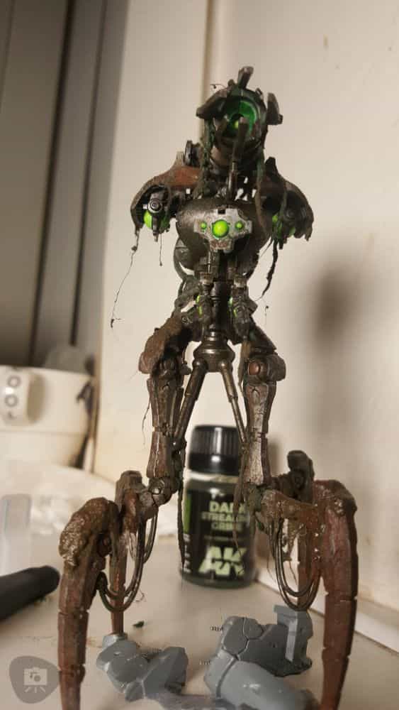 Gregory Culley: Grimdark Photography Methods and Madness -  how to take grimdark miniature photos - War of the Worlds Necron tripod with grime