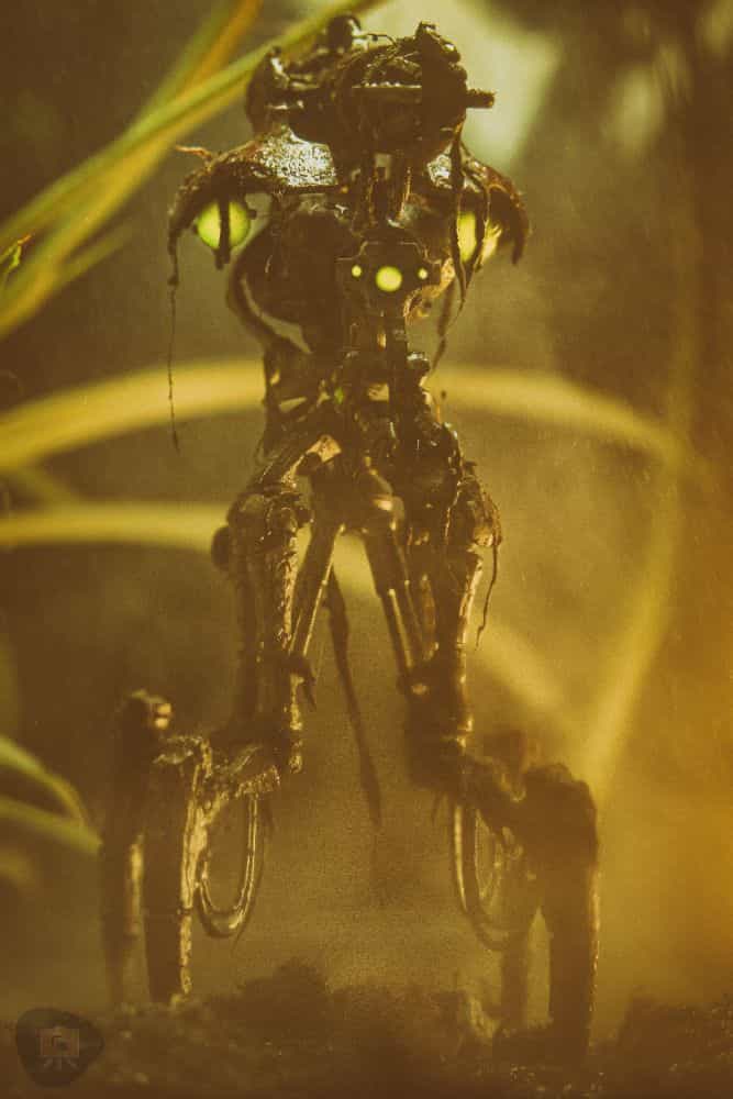 Gregory Culley: Grimdark Photography Methods and Madness - how to take grimdark miniature photos - necron grimdark style walker war of the worlds