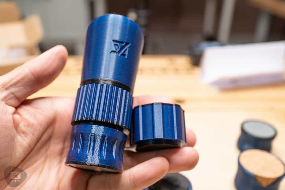 A Case Painting Handle Review for Miniatures and Models - A Case Brand Miniature Painting Holder Review - A-Case Painting Handle User Experience - texture blue color tone on painting handle view