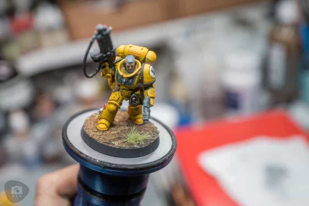 A Case Painting Handle Review for Miniatures and Models - A Case Brand Miniature Painting Holder Review - A-Case Painting Handle User Experience - painted space marine imperial fist miniature
