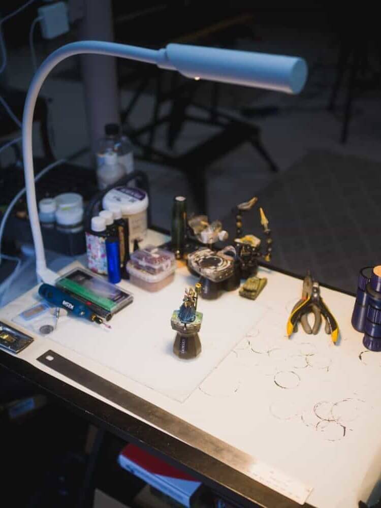 UberLight Flex Portable Miniature Hobby Lamp (Review) - light clamped on work desk busy