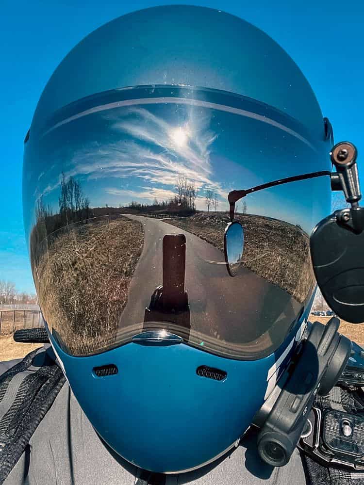 Redgrass Games RGG 360 Painting Handle review - Helmet selfie worn with mirror visor down