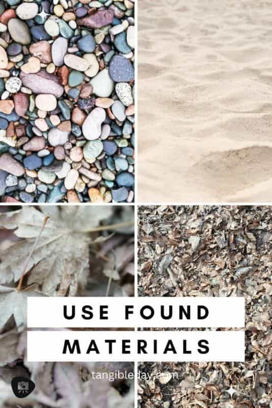 Miniature Basing Materials for Model Hobby Projects (Tips and Review) - best basing material for miniatures and models - Use found materials banner image with rocks, sand, leaves, and other organic natural material