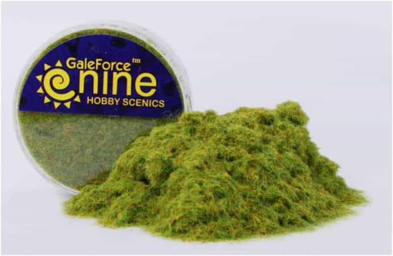 Miniature Basing Materials for Model Hobby Projects (Tips and Review) - best basing material for miniatures and models - Gale Force Nine brand static grass