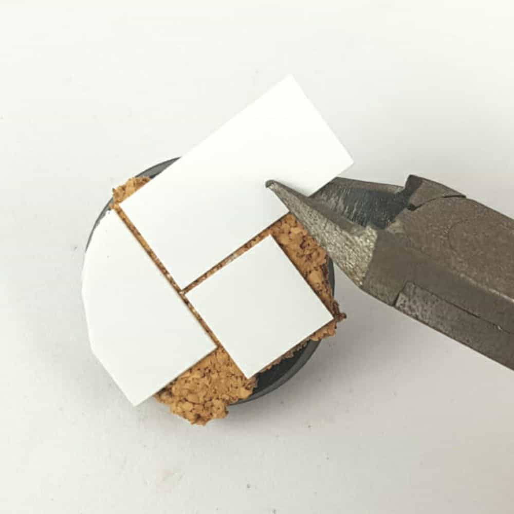 Miniature Basing Materials for Model Hobby Projects (Tips and Review) - best basing material for miniatures and models - Plastic card tile work for basing models