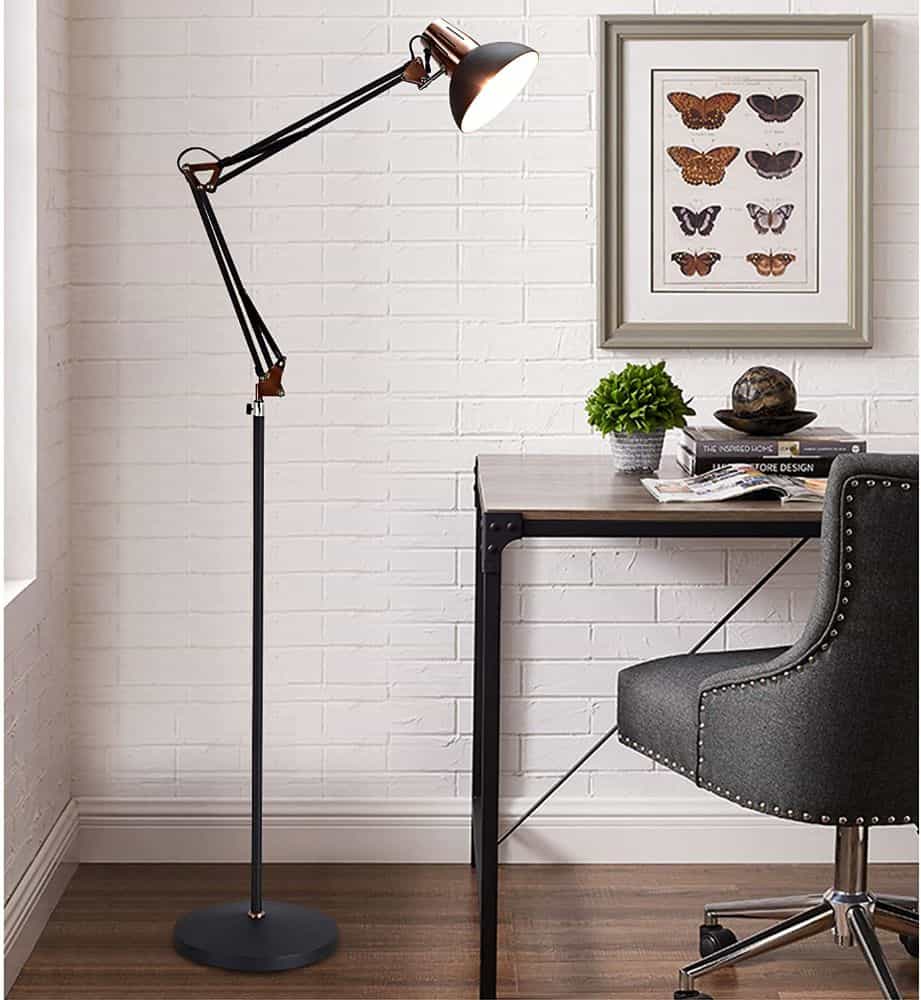 Best floor lamp for hobby and art - miniature painting floor lamp - floor lamps for hobbies - Classic style floor lamp shade over desktop 