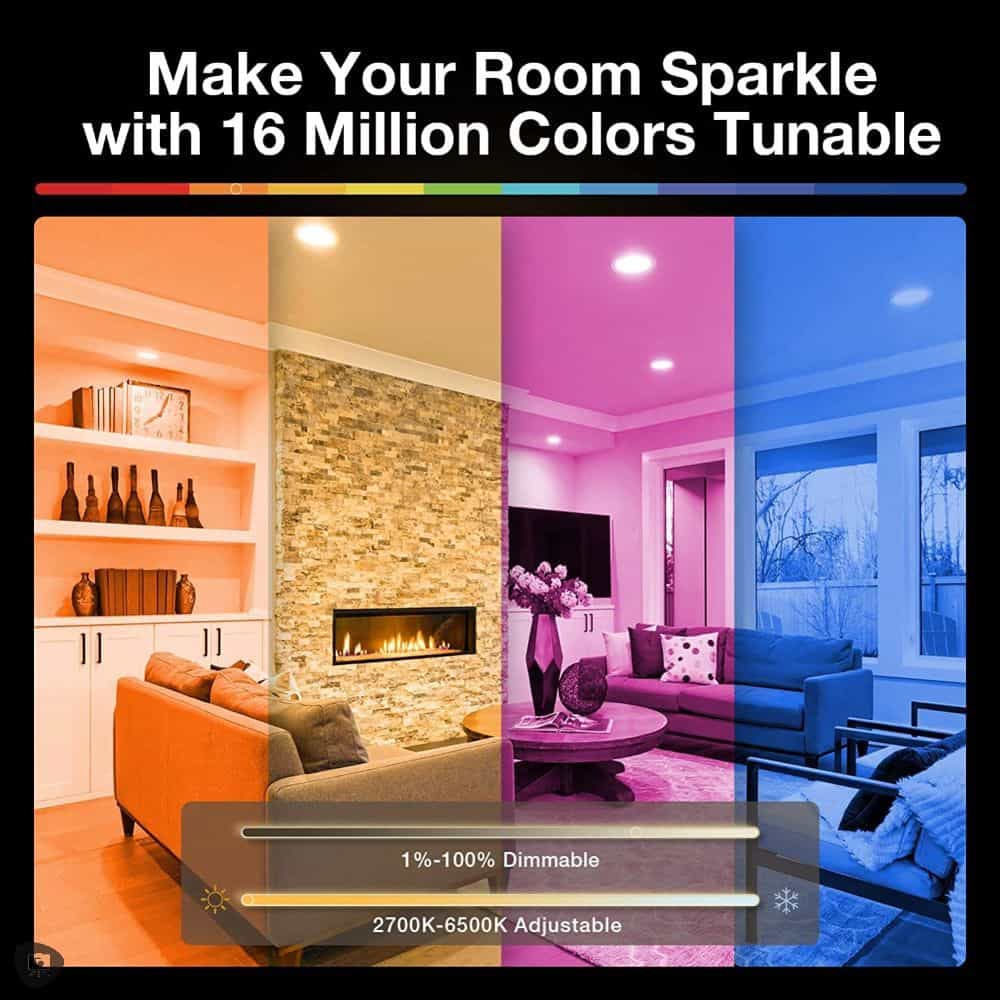 Room sparkle with 16 million colors and brightness setting with smart recesse lights