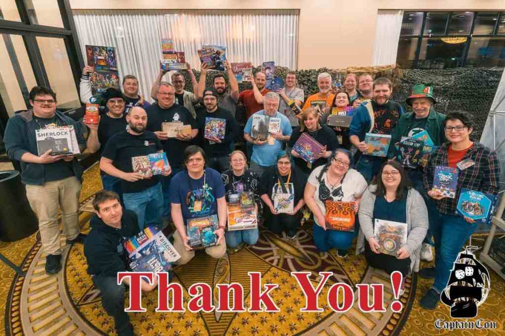 Running a Successful Hobby Gaming Convention: The Hidden Magic and Mayhem Behind CaptainCon - Thank you charity raffle winners photo