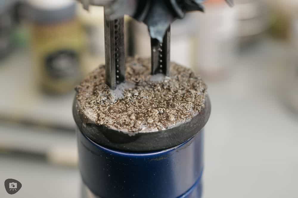 My Favorite Citadel Technical Paint and How to Use Astrogranite Debris (Review) - citadel texture paint astrogranite review and tutorial - A still wet shade on the miniature's base dark wash