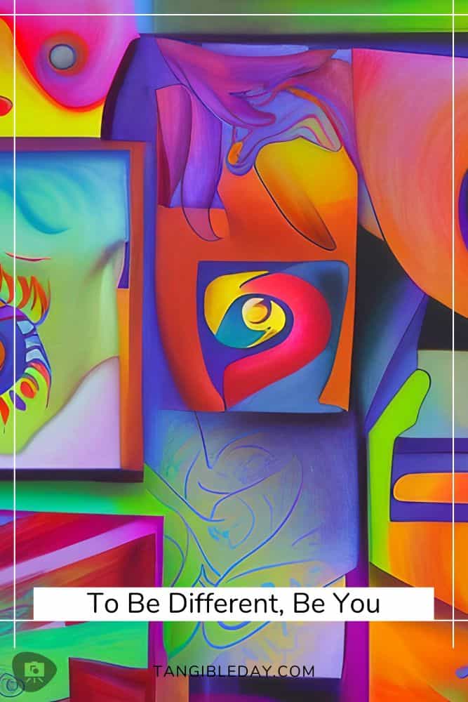 How to Be Different in Your Miniature Painting and Art - how to develop a distinct artistic voice miniature painting - abstract art display with the meme to be different, be you.