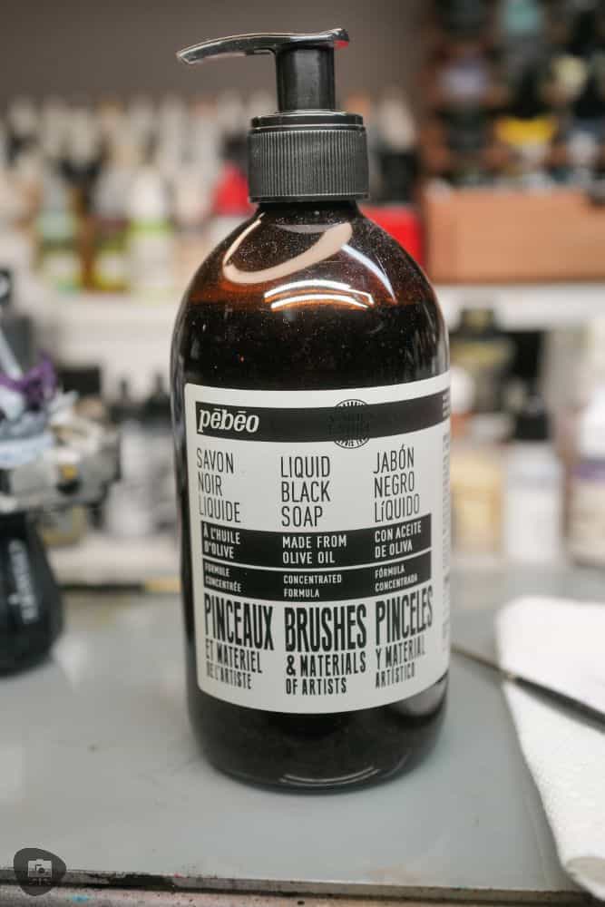 Miniature Paint Brush Care Tutorial - how to care for brushes for miniature painting - Olive oil infused liquid brush soap bottle for conditioning natural sable paint brushes