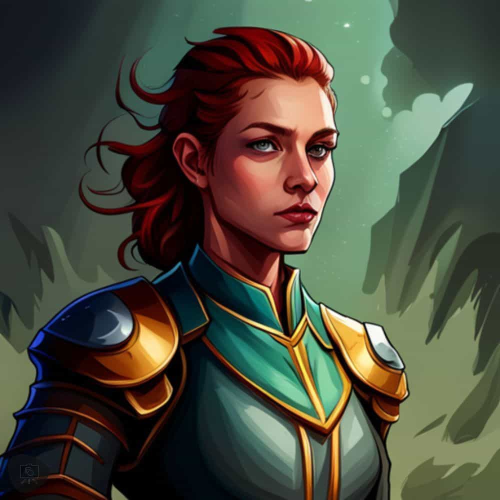AI Enhanced Wargaming and Tabletop RPGs (Tips and Uses) - A character portrait of a female warrior for a TTRPG or video game