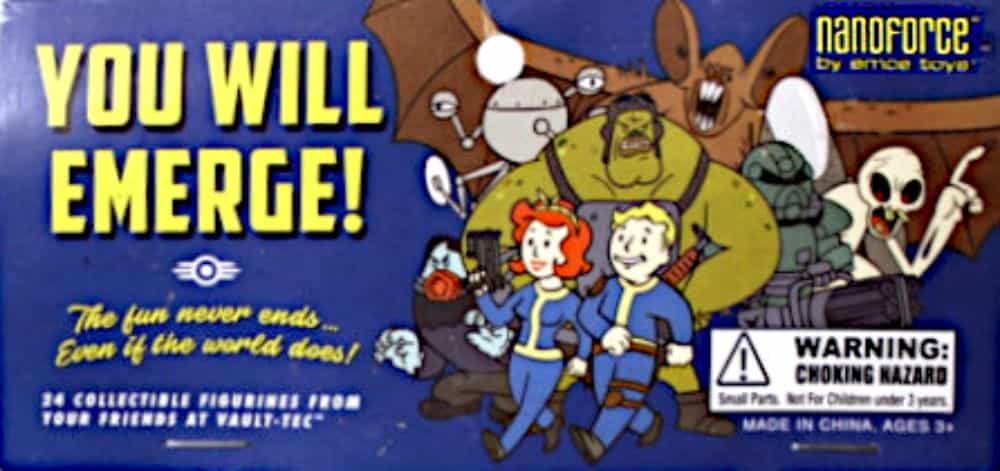 Battle-Ready: Fallout Miniatures Review - Fallout Game Plastic Miniatures set - You Will Emerge Box Art cover for Nanoforce Model line by Emce Toys