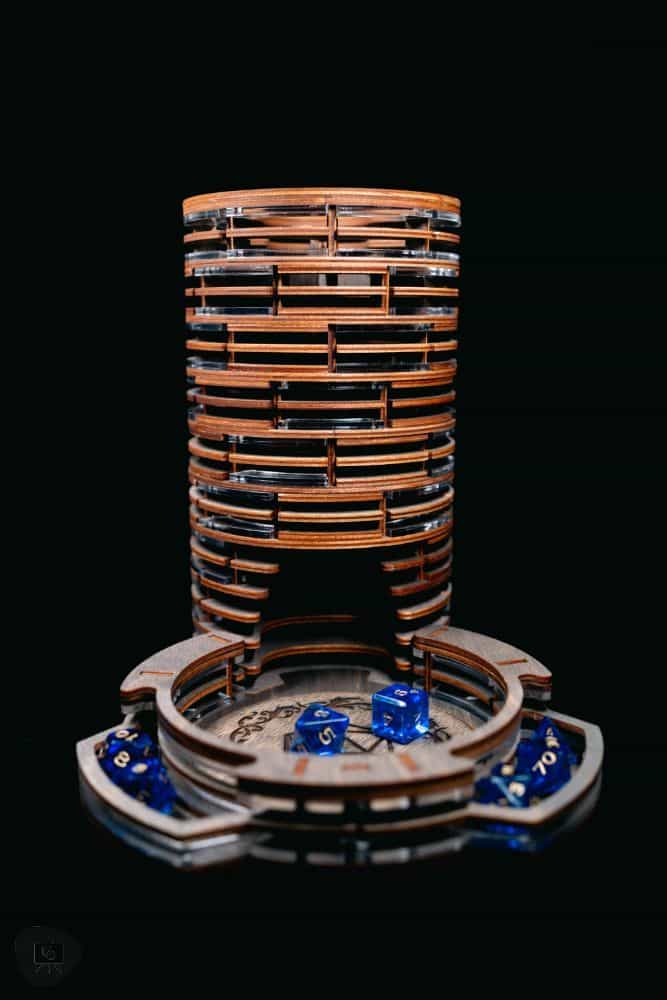 SMONEX Dice Tower Review - Dice tray vertical photo against black backdrop