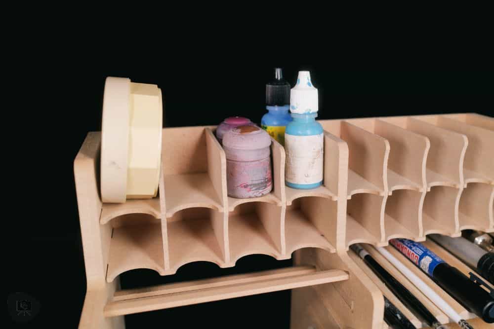 Review of Bucasso Hobby Tool Storage Rack: Mastering Craft Organization - hobby tool organizer review - paint storage and soap container in the top shelf