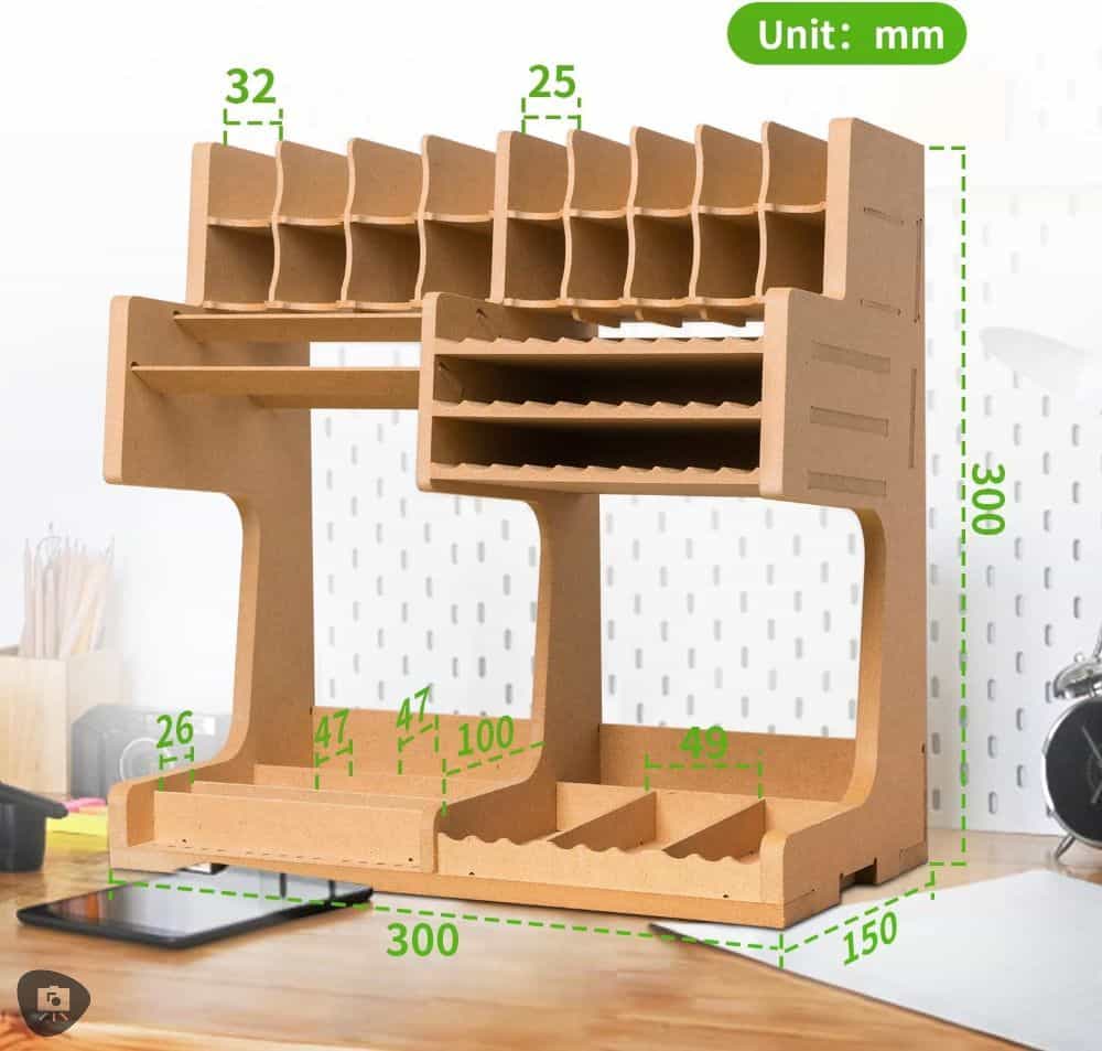 Review of Bucasso Hobby Tool Storage Rack: Mastering Craft Organization - hobby tool organizer review - Dimension schematic of rack diagram 