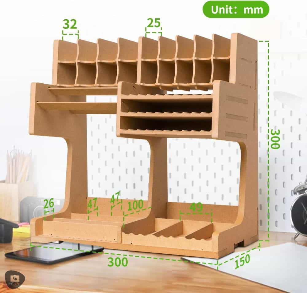 Review of Bucasso Hobby Tool Storage Rack: Mastering Craft Organization - hobby tool organizer review - Dimension schematic of rack diagram