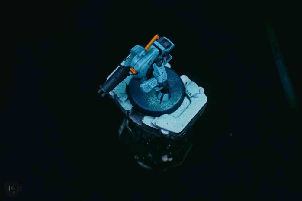 Lume Cube Flex Light Pro: A Review for Hobbyists and Creatives - top down view of the Tau 40k miniature WIP paintjob