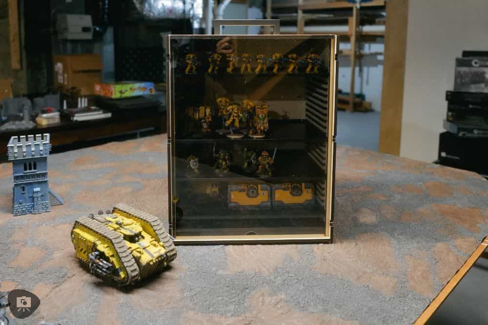 Best Budget Magnetic Miniature Carrying Case - The transport carrying case in use on a wargaming tabletop surface