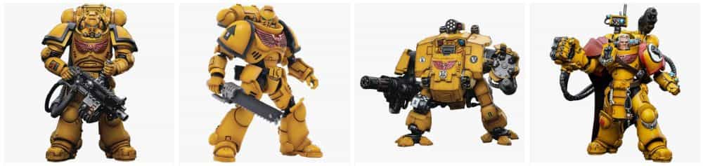 Warhammer 40k JoyToy Action Figure Review - example of the variety of action figures from the Imperial Fist space marine chapter line - not all inclusive photo