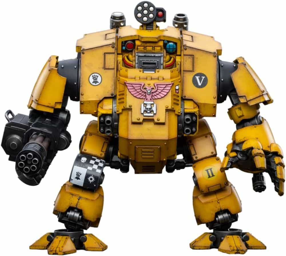 Warhammer 40k JoyToy Action Figure Review - 1/18th scale dreadnought 40k miniature action figure imperial fist in yellow iconic armor motif