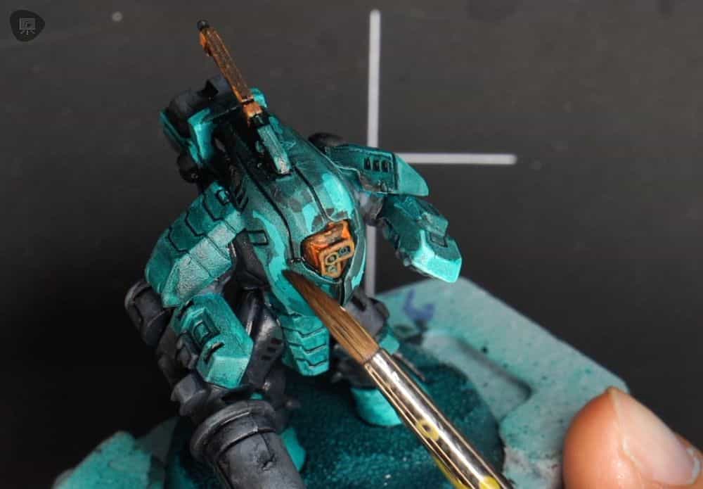 How to Shade Panel Lines and Recesses with Watercolor (Fast and Simple) - close up with painting panel lines with watercolor paints