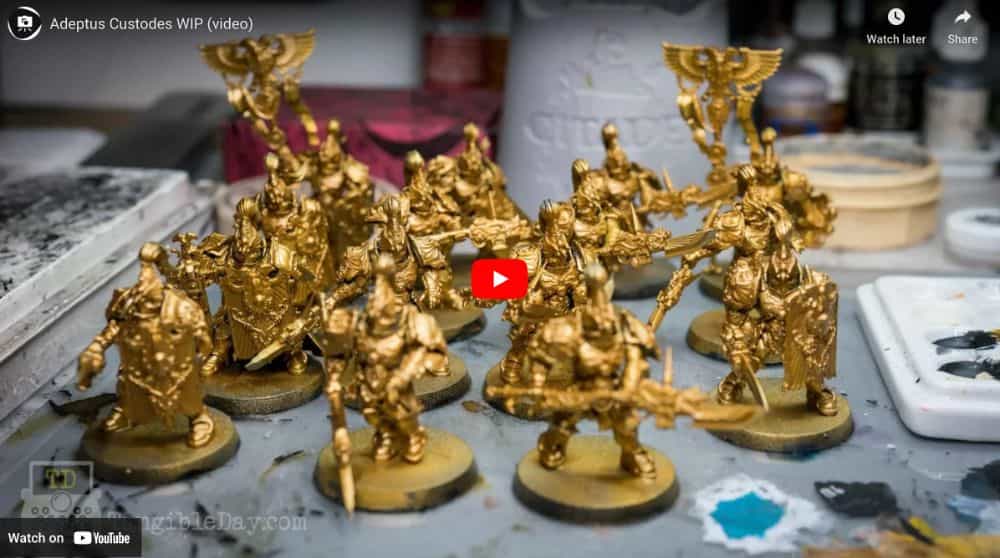 Retributor Armour Gold metallic paint demo of adeptus custodes models for warhammer 40k
