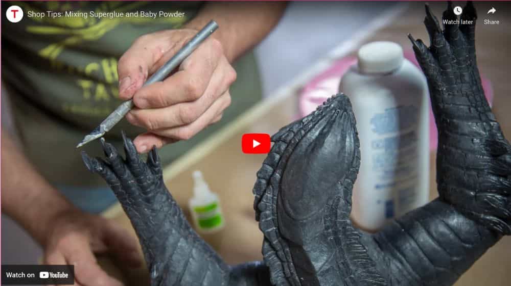 Gap filler using baby powder and super glue video on youtube