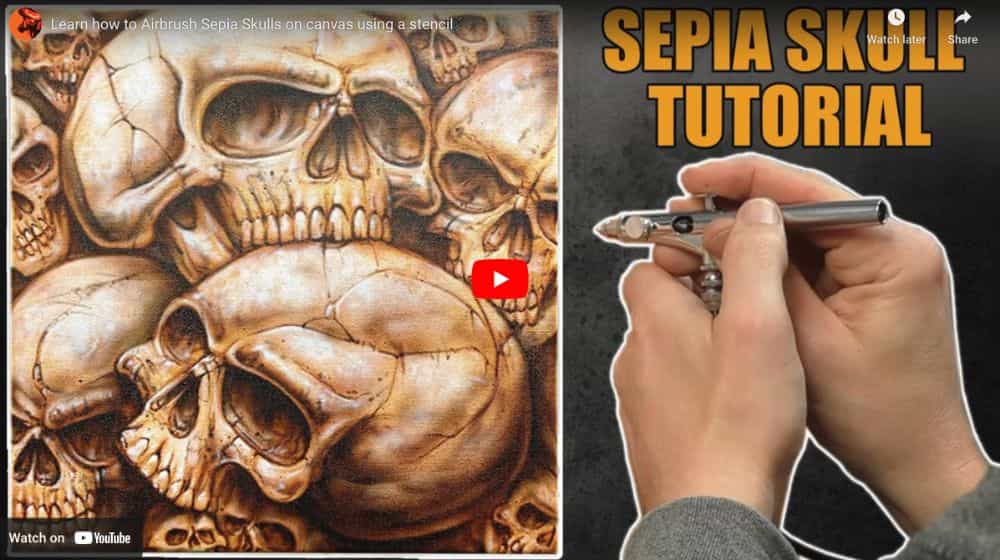 Airbrushing skulls with stencils youtube video screenshot